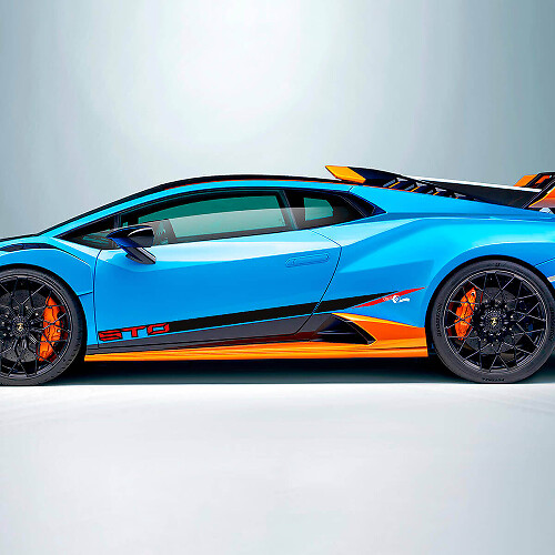 Rayures inclinées de course Autocollant vinyle latéral pour Lamborghini STO 2
