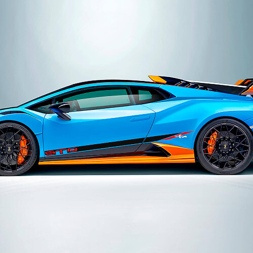 Rayures inclinées de course Autocollant vinyle latéral pour Lamborghini STO 2
