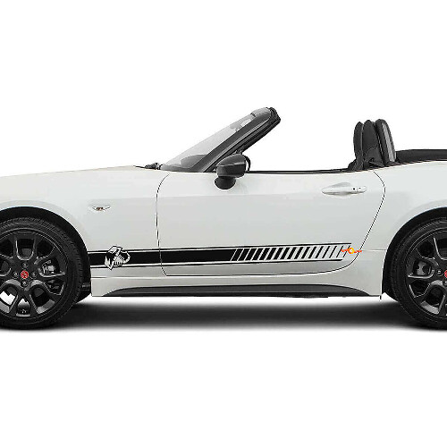 Kit d'autocollants en vinyle à bandes latérales de course pour Fiat 124 Spider Abarth