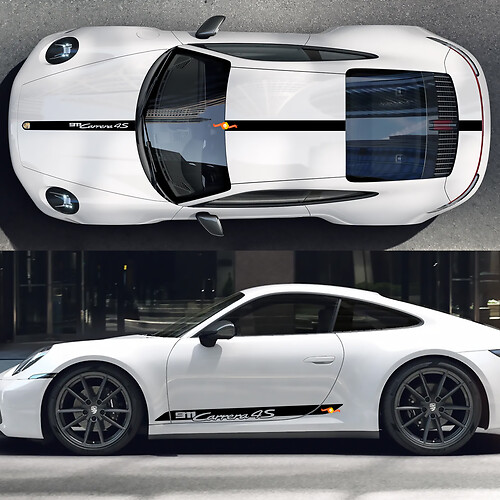 Décalcomanie de capot latéral Carrera 4S, décalcomanies de toit, bandes de bas de caisse, kit de portes pour Porsche 911
