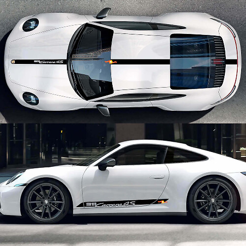 Kit complet d'autocollants vinyle style bandes Carrera 4S pour Porsche 911