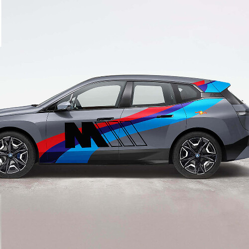 Kit d'autocollants vinyle bandes latérales M Performance pour BMW iX