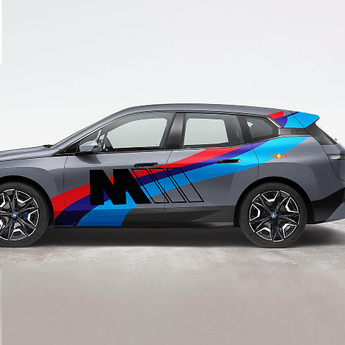 Kit d'autocollants en vinyle de course Side iX M pour BMW iX
