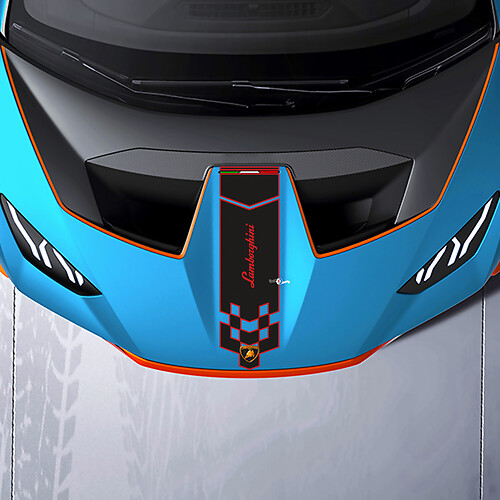 Rayure à damier centrale sur le capot Autocollant en vinyle Racing pour Lamborghini STO
