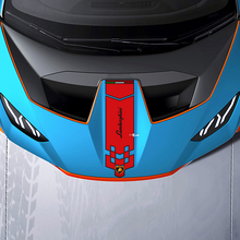 Rayure à damier centrale sur le capot Autocollant en vinyle Racing pour Lamborghini STO
 3