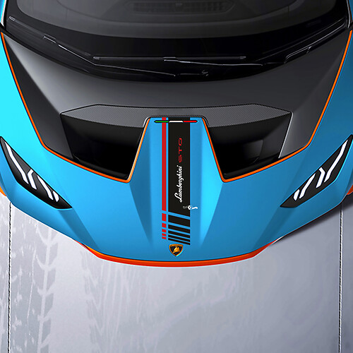 Rayure à damier centrale de capot Autocollant en vinyle pour course pour Lamborghini STO
