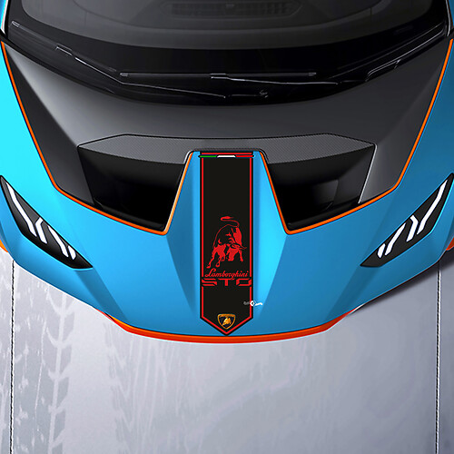 Rayure centrale de capot Autocollant en vinyle pour course pour Lamborghini STO
