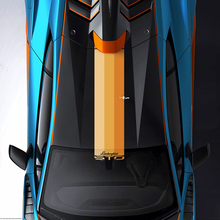 Rayures de toit et de pare-brise en trois couleurs avec logo STO, autocollant en vinyle pour Lamborghini STO.
 2