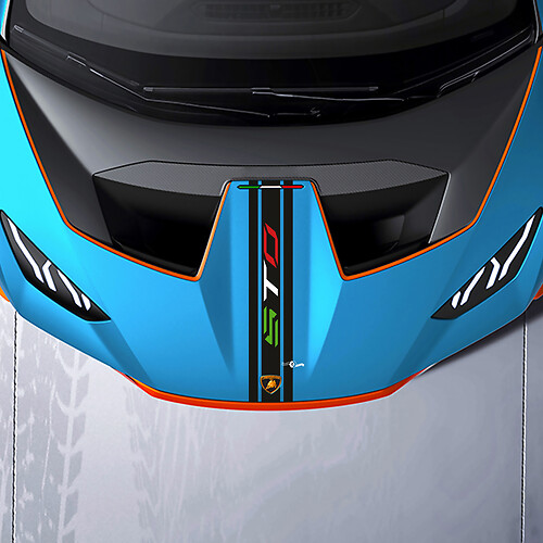 Rayure centrale de capot Logo STO Autocollant Vinyle Racing pour Lamborghini STO

