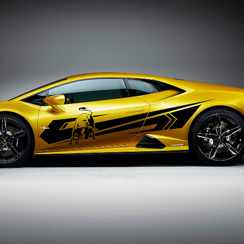 Autocollants en vinyle de course avec bandes latérales Bull pour Lamborghini Huracan Evo