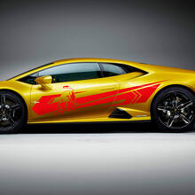 Autocollants en vinyle de course avec bandes latérales Bull pour Lamborghini Huracan Evo 3