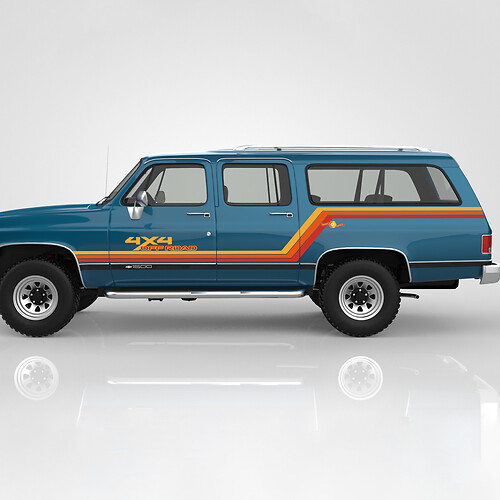 Kits graphiques - Autocollant vinyle à rayures rétro vintage 4x4 hors route pour GMC Suburban 1991
