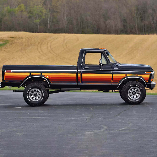 Autocollant vinyle vintage à dégradé rétro pour les côtés Musclecar truck Ranger Lariat
