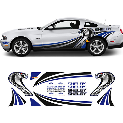 Autocollants graphiques latéraux SHELBY Kit de course pour Ford Mustang