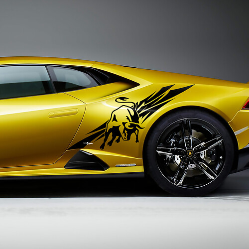 Autocollant vinyle de décalcomanie graphique de taureau de garde-boue arrière latéral pour Lamborghini Huracan Evo
 1
