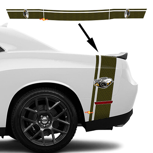RUMBLE BEE Autocollant de bande arrière en forme de nid d'abeille pour lit arrière pour Dodge Challenger
