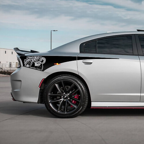 Décalcomanie en vinyle pour bande latérale arrière du quart arrière Demon Scat Pack pour Dodge Charger
