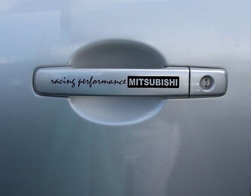 4x Mitsubishi Racing Performance Handle Motorsports Racing Vinyl Sticker Decal s'adapte à Evo Lancer