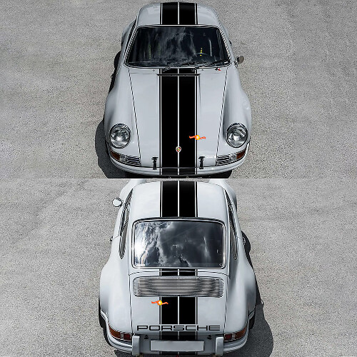 Kit d'autocollants en vinyle bande de course centrale pour Porsche 911 ST 1970