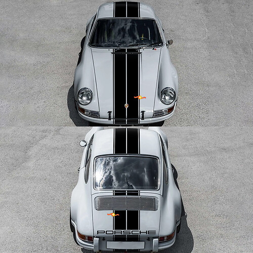 Capot Toit Arrière Porsche Bandes Doubles Autocollant Décalcomanie pour Porsche 911 ST 1970
