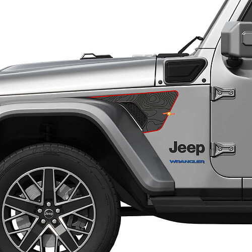 Autocollant vinyle aération capot style carte topographique pour Jeep Wrangler