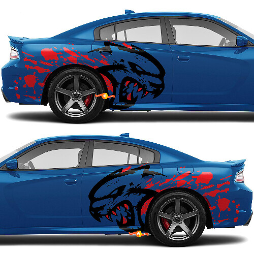 SRT Hellcat avec autocollants graphiques Blood Side pour les ailes arrière de Dodge Charger ou Challenger

