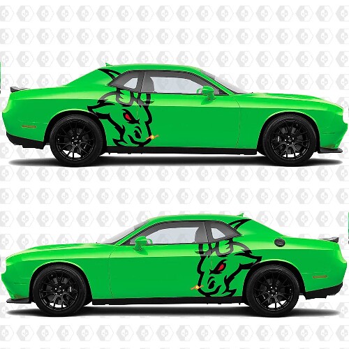 Autocollants vinyles Angry Hell Goat Side pour Dodge Challenger Charger