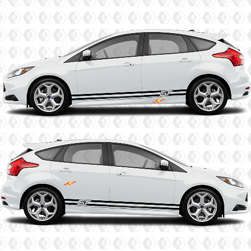 Portes latérales 2 couleurs Bande Autocollant Vinyle pour bas de caisse Sticker Graphique pour Ford Focus ST

