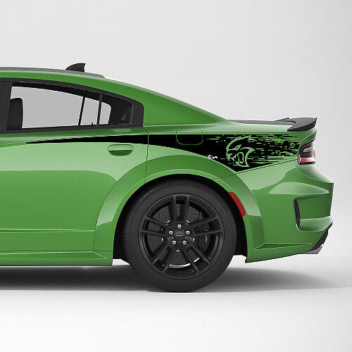Autocollant en vinyle pour bande latérale arrière en quart de panneau arrière vieilli Hellcat pour Dodge Charger
 1