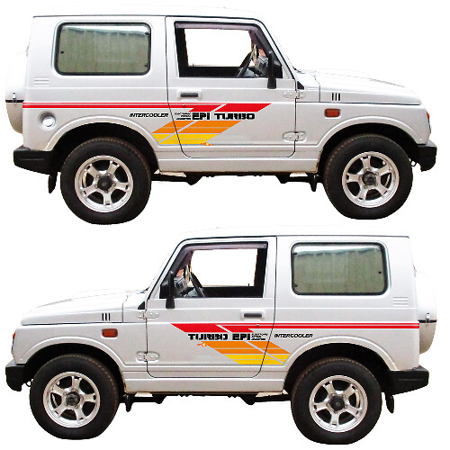 Kit de décalcomanies latérales en vinyle rétro rayures Turbo EPI intercooler pour Suzuki JIMNY Ja22w