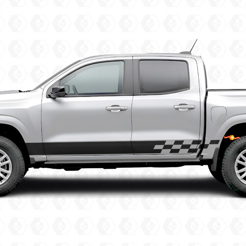 Bandes vinyle damier éclair pour porte et bas de caisse pour Chevrolet Colorado 3e génération 2023-2026