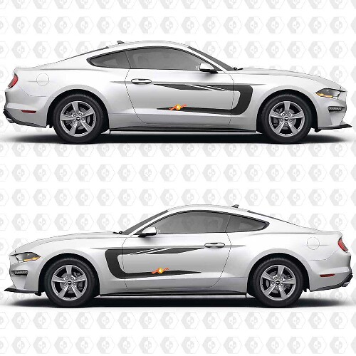 Autocollants en vinyle de bandes de porte style course pour Musclecar Mustang