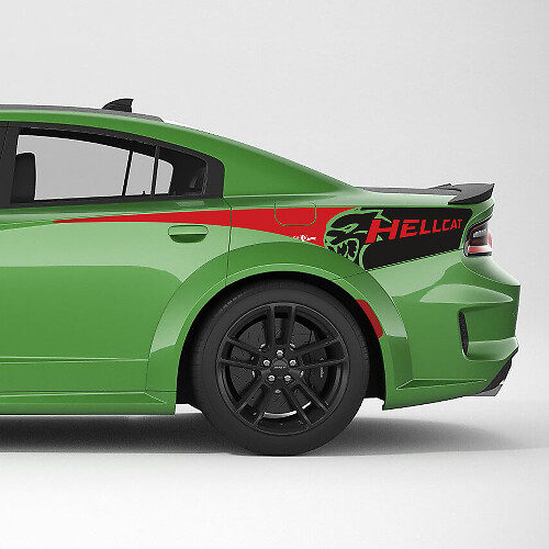 Hellcat SRT 2 couleurs Bande latérale de quart arrière Autocollant en vinyle pour Dodge Charger
 1