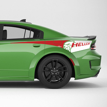 Hellcat SRT 2 couleurs Bande latérale de quart arrière Autocollant en vinyle pour Dodge Charger
 3