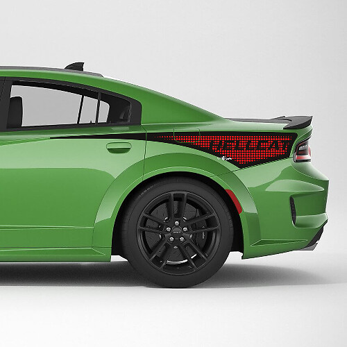 Autocollant vinyle rayures latérales arrière de quart de panneau en deux couleurs pour Dodge Charger
 1