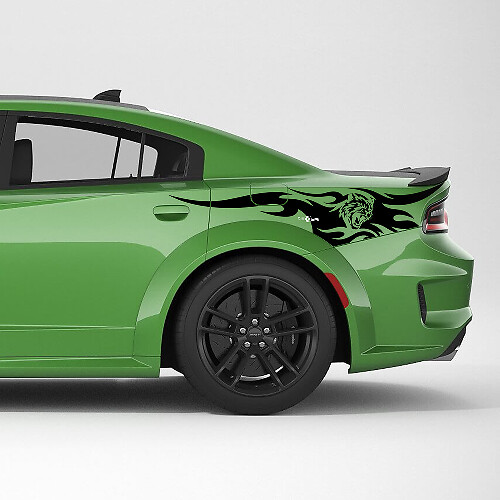 Kit de décoration en vinyle bande latérale arrière Wildcat Flames pour Dodge Charger