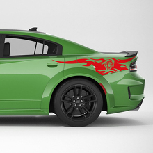 Kit de décoration en vinyle bande latérale arrière Wildcat Flames pour Dodge Charger_3