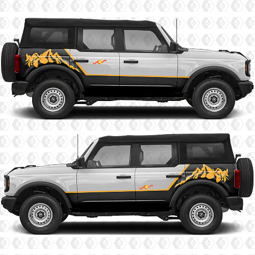 Side Mountains Doors Stripes Decals for Ford Bronco