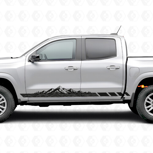 Autocollants Vinyle Topographiques Montagne pour Portes & Bas de Porte pour Chevrolet Colorado 3e Gén 2023-2026