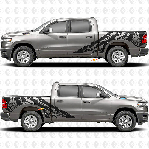 Autocollant vinyl tête de lit anti-boue Loup pour Dodge Ram 1500