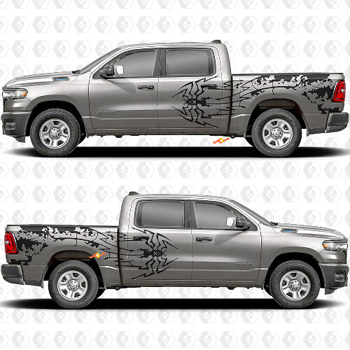 Kit de décalcomanies latérales en vinyle Araignée et éclaboussures pour Dodge Ram 1500