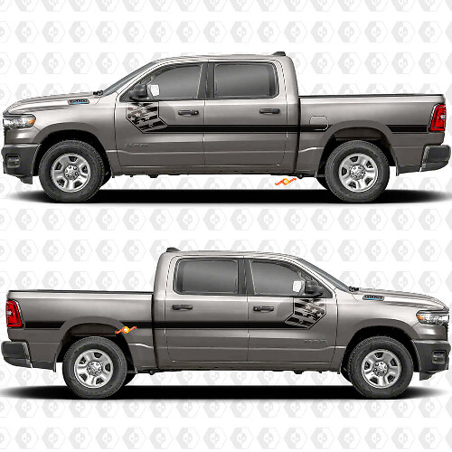 Kit d'autocollants en vinyle de bandes latérales avec drapeau USA pour Dodge RAM 1500