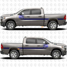Kit d'autocollants en vinyle de bandes latérales avec drapeau USA pour Dodge RAM 1500_3
