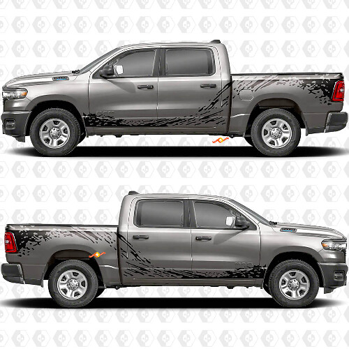 Kit d'autocollants vinyle de graphiques éclaboussures de boue pour flancs de Dodge RAM 1500_1