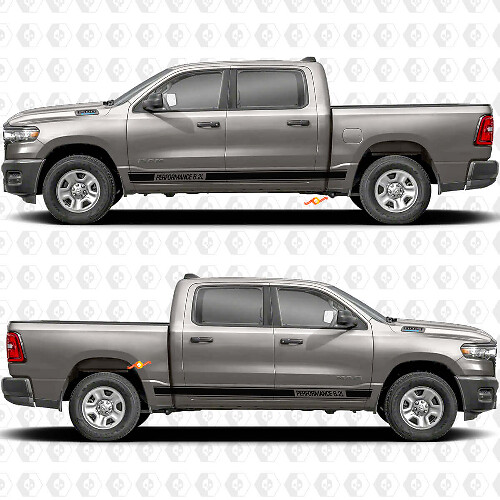 Texte Personnalisé Performance Bas de Porte Latéraux Bandes Autocollants Décalcomanies Graphiques pour Dodge RAM 1500