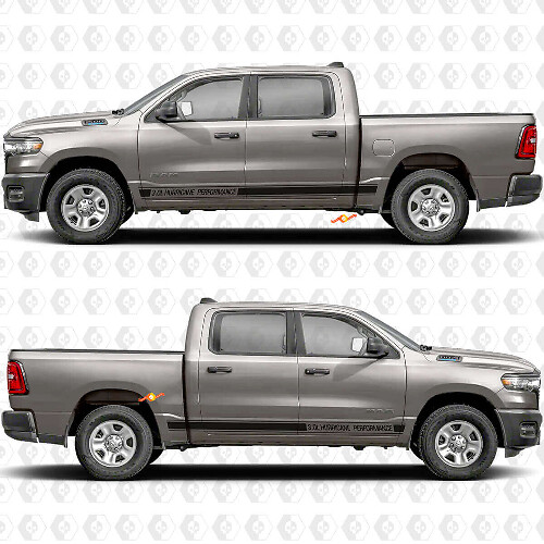 Texte Personnalisé Performance Bas de Caisse Latéraux Portes Bandes Autocollants Décalcomanies Graphiques 2 pour Dodge RAM 1500
