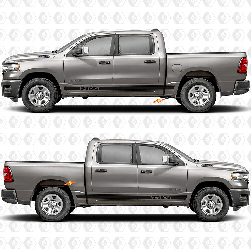 Custom Text Rocker Panel Side Doors Stripes Stickers Decals Graphics for Dodge RAM 1500 2500