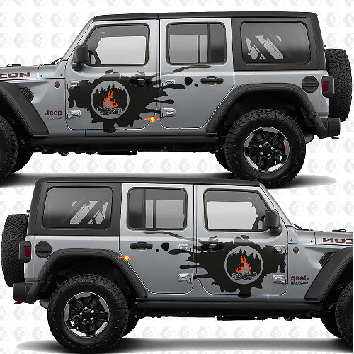 Kit d'autocollants en vinyle pour porte latérale de Jeep Wrangler Campfire_1
