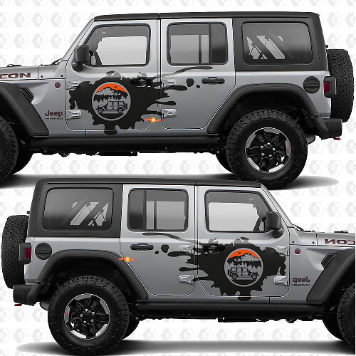Autocollant Vinyle Mountains Nature Overland Side pour Jeep Wrangler