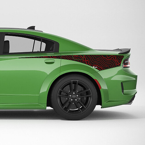 Autocollant en vinyle bande latérale d'aile arrière à lignes topographiques pour Dodge Charger
